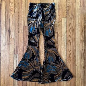 Free People Float Away Velvet Butterfly Flare Stretch Velvet Pants Size XS